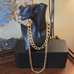 Batch of 2 Goldtone Necklaces – Heavy Link & Rhinestone Accent Chain